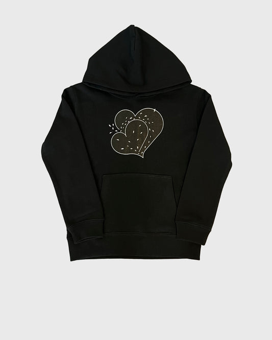 HEART HOODED SWEATSHIRT BLACK