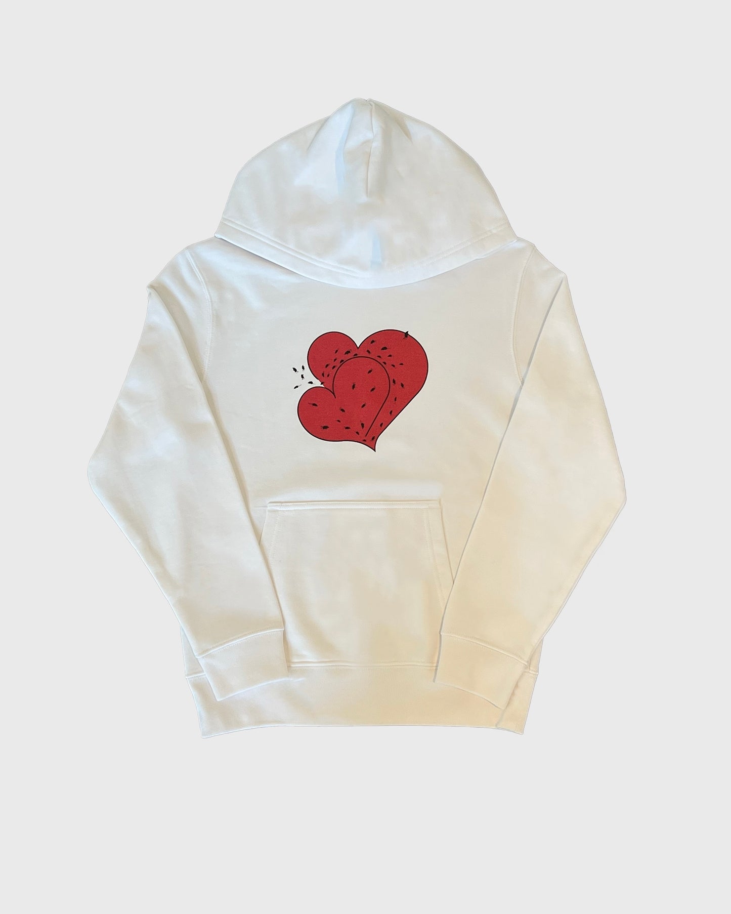 HEART HOODED SWEATSHIRT WHITE