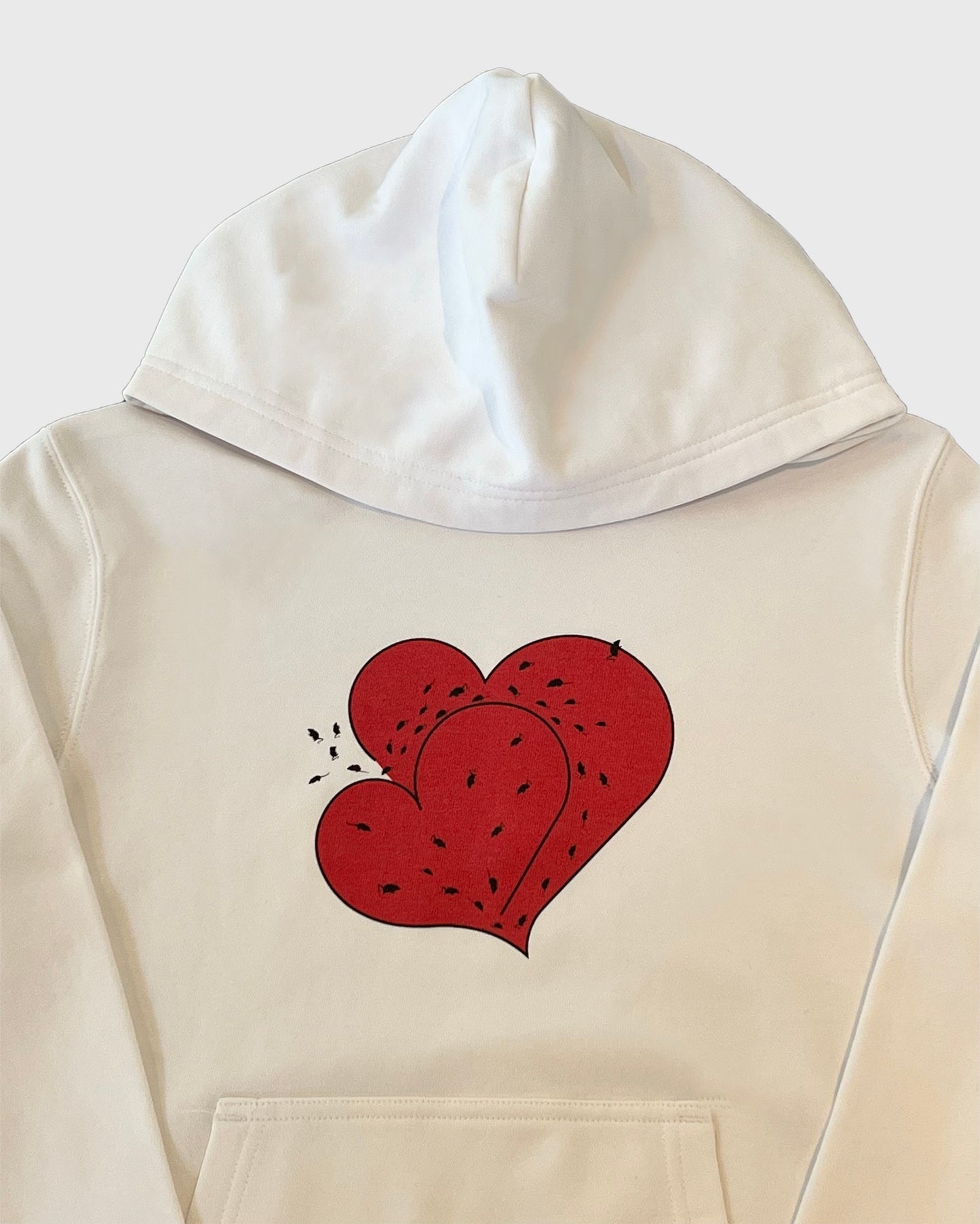 HEART HOODED SWEATSHIRT WHITE