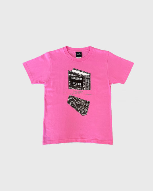 COMPULSORY EDUCATION CUT HERE T SHIRT PINK